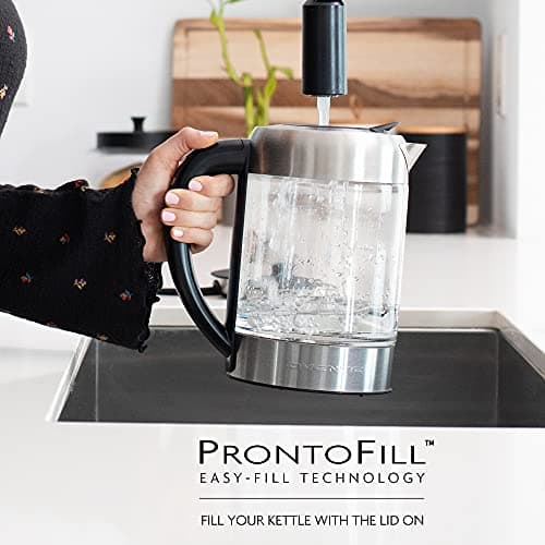 OVENTE 1.7L Electric Kettle and Tea Maker Pot Combo, 1500W BPA Free Water Boiler Heater with Easy to Fill Lid, 27oz Borosilicate Glass Teapot, Removable Stainless Steel Infuser, Silver KG612S + FGK27B 5