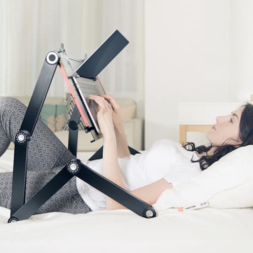 Hifoxcc Foldable Laying Down Desk - Adjustable Height, Laptop Stand for Couch | Lying Down Laptop Stand for Bed, Sofa.with Mouse pad(Large,Black)