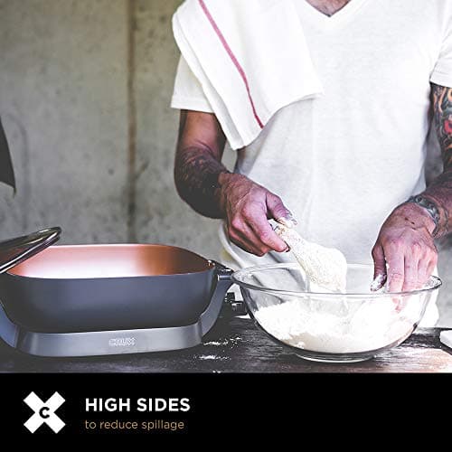 Crux Extra Deep Nonstick Scratch Resistant Electric Skillet with Removeable Temperature Probe, 12" x 12", silver (14620) 9