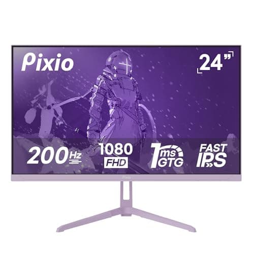 Pixio PX248 Wave Purple 24 inch 200Hz Refresh Rate FHD 1080p Resolution Fast IPS Panel 1ms GTG Response Time Built-in Speakers Gaming Monitor with Adaptive Sync