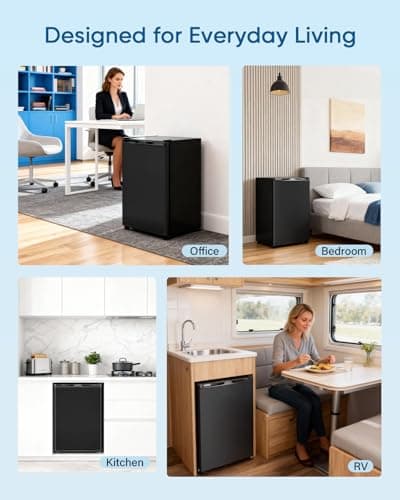 Feelfunn 3.0 Cu.ft Upright Freezer - Compact Mini Freezer with 7 Adjustable Thermostat, Removable Shelves, Reversible Single Door, 360°Uniform Cooling Small freezer for Home Office Kitchen Dorm, Black 8