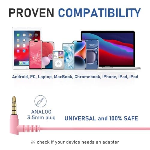 LUDOS ZENITH Wired Earbuds in-Ear Headphones, 2 Years Warranty, Earphones with Microphone, Corded for 3.5mm Jack Ear Buds for iPhone, Samsung, Computer, Laptop, Kids, School Students, Small Ear - Pink 5