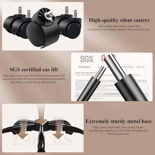 AtHope Ergonomic Cross Legged Office Chair with Wheels - Adjustable Height for Meditation, ADHD Desk & Yoga - Wide Criss Cross Design with Lumbar Support, Kneeling Chair - Jet Black 8