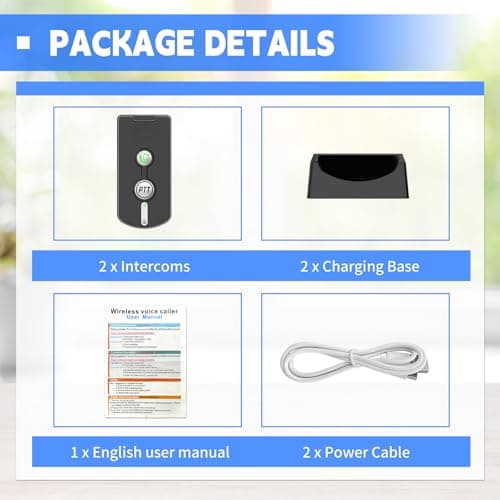 Intercoms Wireless for Home, Room to Room Intercom System with Charging Base, Push to Talk, Long Range, Clear Loud Sound, Two Way Intercom for Home Office 5