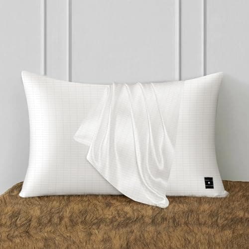 Grounding Pillowcase,Conductive Grounding Pillow Cover with 15 ft Grounding Cord,Efficient Grounding Silver Fiber Pure Cotton for Natural Wellness Better Sleep, White,20 * 30in 6