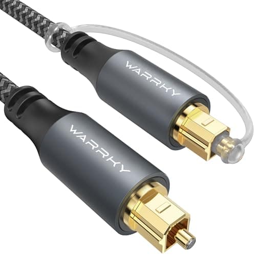 Warrky Optical Audio Cable, 6ft / 1.8m Optical Cable for Soundbar, TV, Stereo Systems, Home Cinema [Nylon Braided, Slim Metal Case], Fiber Optic Audio Cord for Samsung, Vizio, LG, Bose, Sony, Sonos