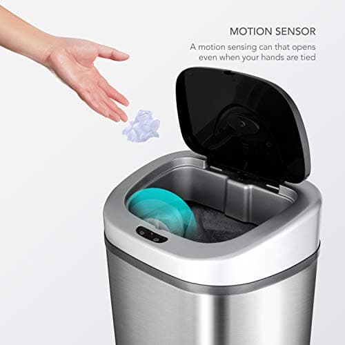 NINESTARS DZT-80-4 Automatic Touchless Motion Sensor Oval Trash Can, 21 Gal. 80 L., Stainless Steel 5