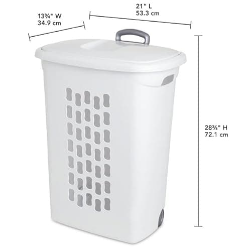 Wheeled Laundry Hamper White with Retractable Handle Large Portable Rolling Laundry Basket With Lid For Dirty Clothes - Made In USA 6