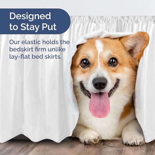 Wrap Around Dust Ruffle Bed Skirt - White - for Queen Size Beds with 12 Inch Drop - Easy Fit Elastic Strap - Adjustable Pleated Bedskirt w/Brushed Fabric - Wrinkle Free - for Women, Men, Kids & Teens 7