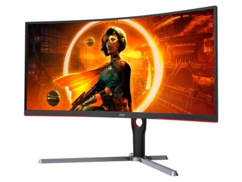 AOC CU34G3S 34" Frameless Curved Ultrawide Gaming Monitor, WQHD 3440 x1440, 165Hz 1ms, FreeSync Premium, Height Adjustable, 3-Year Zero-Bright-dot, Black