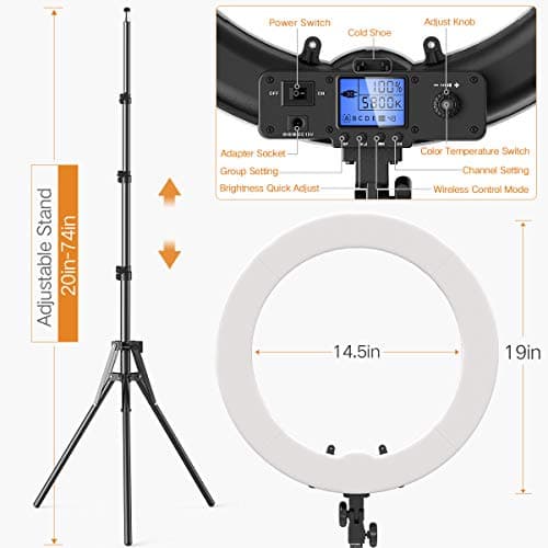 Pixel Ring Light, 19" Bi-Color LCD Display Ring Light with Stand, 55W 3000-5800K CRI≥97 Light Ring for Vlogging Selfie-Portrait Live Stream Video Photography Shooting 6
