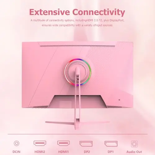 Sealan Pink 27 inch Curved Gaming Monitor 2K 165Hz, QHD 1440P,1800R LED Display,Pink Computer Monitor,1ms (MPRT),FreeSync,Eye-Care Technology, DP, HDMI Port for Gaming Home Office,VESA(75mm*75mm) 8