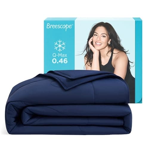 Breescape Cooling Comforter Queen Size - BlendTek™ Q-Max>0.46 Tech, Breathable Blanket for Hot Sleepers & Night Sweats Relief, Premium Lightweight Summer Bedding, 96x96 Inches, Twilight Blue