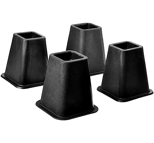 HOME IT 5 to 6-inch Super Quality Black Bed Risers, Heavy Duty Stackable Furniture Risers for College Dorm Bed Sofa Table Couch Chair 4-Pack (Black)