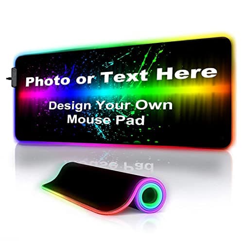Personalized RGB LED Gaming Mouse Pad Make Your Own Custom Large Mouse Pad Desk Mat Customized Mouse Mat for Office Dorm Personalised Gifts Presents for Gaming Lovers, 35.4x15.7in