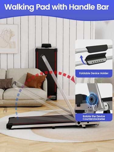 Jackfield Walking Pad with Handle Bar, 2.5HP Walking Pad Treadmills for Home, Portable Under Desk Treadmill with 8% Incline, 3 in 1 Compact Walking Pads with LED Display, 265 Lbs Capacity 5