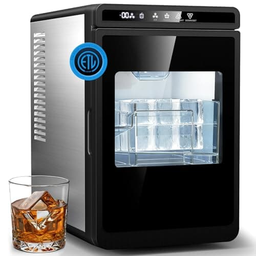 2'' Clear Ice Square Maker Machine,200 PCS/Day,Ice Cube Maker with Automatic Cleaning,Crystal-Clear & Slow-Melting Ice Spheres for Cocktails & Whiskey