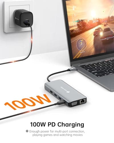 USB C Docking Station Dual HDMI Adapter, 11 in 1 Multi Display Docking Station Dual Monitor with 2 HDMI, VGA, 100W PD, 4 USB, USB C Hub Multiport Dongle Compatible with MacBook/Dell/HP/Lenovo Laptops 6