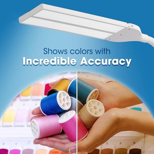 OttLite Dual Shade LED Desk Lamp - 3 Color Temperature Modes, Auto Shut-Off Timer, Adjustable Neck & Touch Activated Controls - Crafting, Sewing, & Studying 6