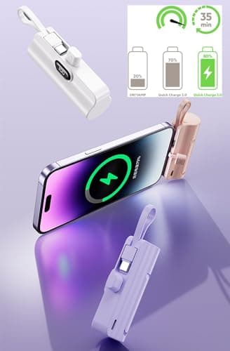 Mini power bank 5500mAh Portable Power Bank,Dual USB-C ports Cell Phone Power Charger, LCD LED Display Battery Compatible with iPhone17/16/15 plus/15 pro/15 pro Max/Android phone/Samsung/Moto/LG etc 7