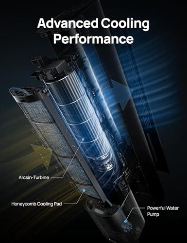 DREO Tower Fan for Bedroom, 43" Cooling Fans That Blow Cold Air 2025 Upgraded, Evaporative Air Cooler, Quiet 85° Oscillating Floor Fan, Easy Cleaning, APP Control, 4 Modes & 4 Speeds, 12H Timer, Black 8