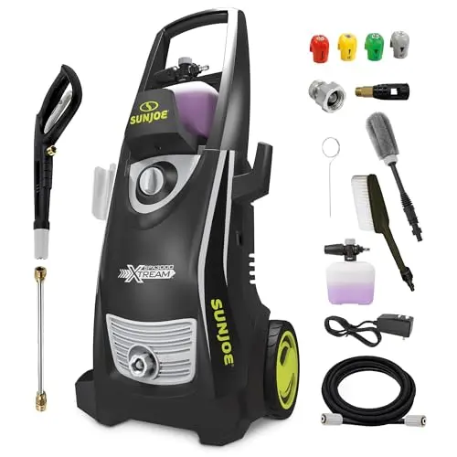 Sun Joe SPX3000-XT1 XTREAM 2,200 PSI Pressure Washer with 14.9A Motor, Includes 4 Quick-Connect Nozzles, High-Pressure Hose, Garden Hose Adapter, and 35-Foot Power Cord