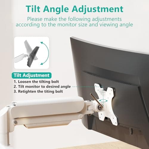WALI Single Monitor Arm Mount Stand, Adjustable Gas Spring Arm Monitor Mount for Display up to 32 Inch,19.8lbs Capacity (GSMP001W), White 7