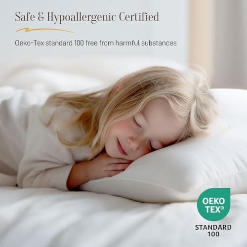 Alkyonos Hypoallergenic Bamboo Viscose Shell, Soft Standard/Queen Size Bed Pillows Set of 2 with Down Alternative Filling, Oeko-Tex Certified, Luxury Hotel Quality for Back, Stomach and Side Sleepers 6