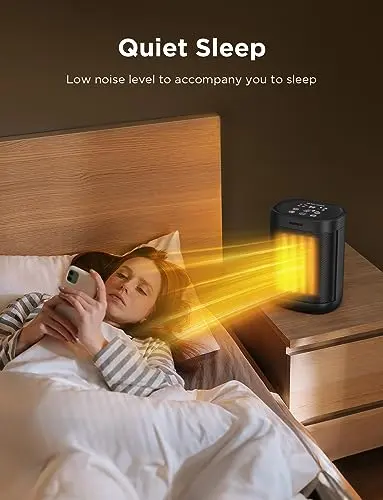 1500W Space Heater for Indoor Use, 2S Fast Heating, Electric Ceramic Heater with Thermostat, 24H Timer, Overheat & Tip-over Protection, for Office Bedroom Use 6