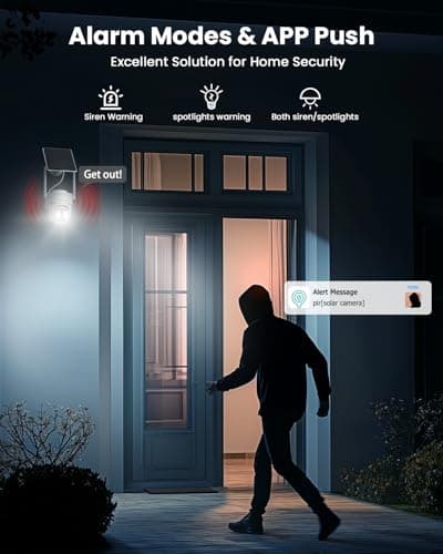 VIZIUUY Solar Security Cameras Wireless Outdoor, 3MP Pan Tilt 360°WiFi Camera with Color Night Vision/PIR Sensor/2-Way Audio/Alexa/Google Assistant 8