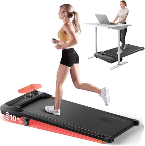 Acezoe Walking Pad Treadmill with Incline, Under Desk Treadmills for Home Office, 10% Manual Incline Portable Treadmill with Remote Control/APP and Standing Anti-Slip, 265lb Capacity, 2.5HP Low-Noise