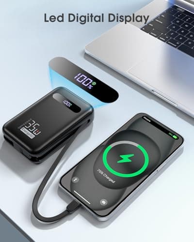 EnergyQC 20000mAh Portable Charger, 35W PD 3.0+QC 4.0 Fast Charging Power Bank with Built-in Lightning & USB-C in&Out Cables, Travel Battery Pack for iPhone 17/16/15/14, Samsung, iPad, Android, Black 6