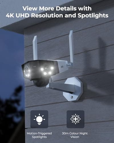 REOLINK 4K 8MP Dual-Lens Solar Security Camera Wireless Outdoor, 180° View for Home Surveillance, 2.4G/5GHz WiFi, Spotlight Color Night Vision, Human/Car/Pet Detection, No Extra Fee, Duo 2+Solar Panel 3