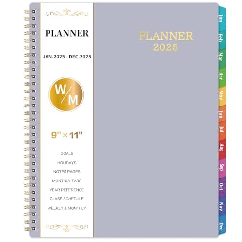 2025 Planner - Planner 2025, 2025 Daily Weekly and Monthly, 9" × 11", Large, 12 Monthly Tabs, JAN 2025 - DEC 2025, Twin-Wire Binding, Thick Paper, Waterproof Cover