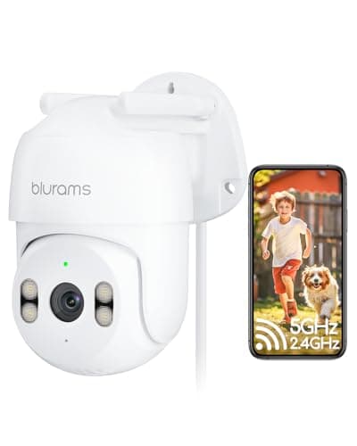 blurams 2K Outdoor Camera Wired, 5GHz/2.4GHz Wi-Fi Cameras for Home Security Outside with 360° PTZ, Color Night Vision, Motion Detection Tracking, Two-Way Audio, IP66 Weatherproof, Works with Alexa