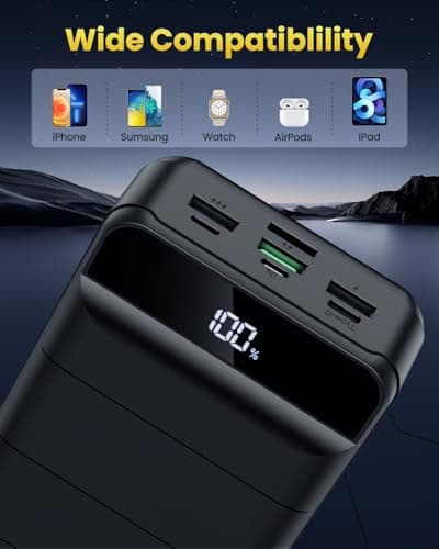 Portable Charger Power Bank 60000mAh 22.5W USB C Fast Charging Battery Bank with 4 Outputs & 3 Inputs LED Display Huge Capacity External Battery Bank LED Display for iphone, Samsung, Google etc 5