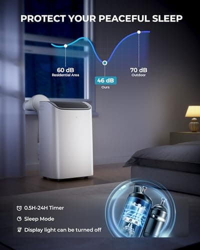 EUHOMY Portable Air Conditioners 12,000 Btu, 4 in 1 Portable Cooling AC with Heat, Dehumidifier, Fan Modes, Quiet Stand-up AC with 46dB Low Noise & Sleep Mode for Bedrooms, room up to 550 Sq.Ft 5