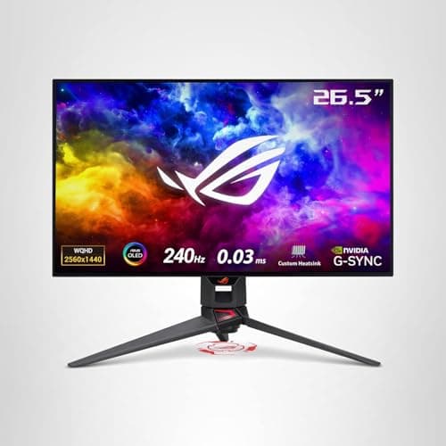 ASUS ROG Swift 27”1440P OLED DSC Gaming Monitor (PG27AQDM) - QHD (2560x1440), 240Hz, 0.03ms, G-SYNC Compatible, Anti-Glare Micro-Texture Coating, 99% DCI-P3, True 10-bit, DisplayPort,Black 9
