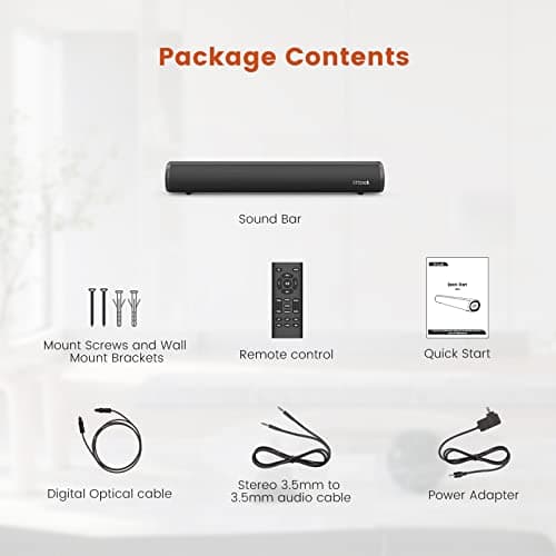 LITTOAK HDMI Sound Bar for Smart TV, Small TV Sound Bar Speakers, Optical/HDMI/Aux/Coax/USB/Bluetooth Connection for TV, PC, Projectors, Includes Remote Control, 16 inch 7