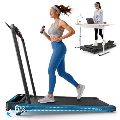MERACH Walking Pad Treadmill with Handle Bar and 6% Incline, 7.6MPH 2 in1 Folding Treadmill for Home, 3.0HP Easy Store & Foldable Walking Pad with Incline, LED Screen, APP, 300Lbs Capacity