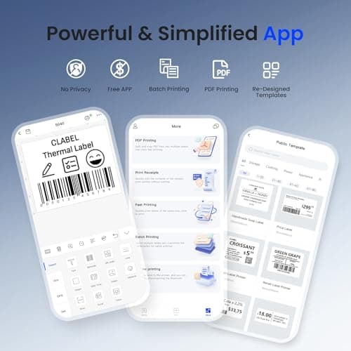 CLABEL Label Maker Machine with Tape, 221B Thermal Bluetooth Label Printer 2 Inch Portable Barcode Inkless Sticker for Small Business, Retail Office,Office, Home, Came with 1 Roll Label (Black) 6