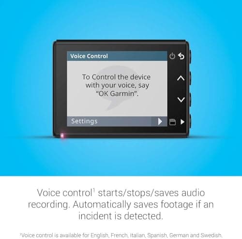Garmin Dash Cam 56, Wide 140-Degree Field of View in 1440P HD, 2" LCD Screen and Voice Control, Very Compact with Automatic Incident Detection and Recording 5