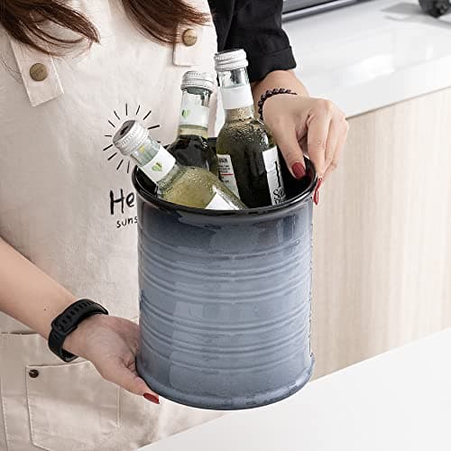 Nihow Kitchen Utensil Holder: 7.2 Inch Extra Large Ceramic Utensil Holder for Countertop - Stable Utensil Crock for Kitchen Counter Decor - Elegant Gray (1PC) 7