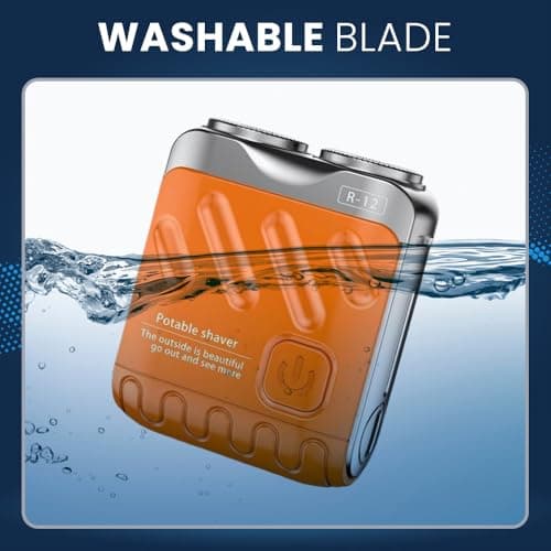 R-12 Luggage Electric Shaver, 2025 New Beard Shaver Mini and Portable Suitcase Design, Portable Razor Traveller Mini Shaving for Men Waterproof, Men's Favorite Mini Electrict Shavers (Orange) 7