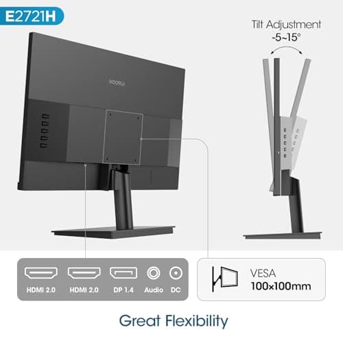 KOORUI 27 Inch QHD (2560x1440) IPS HDR Ultra-Thin Computer Gaming Monitor, 120Hz Refresh Rate, DCI-P3 95%, FreeSync & G-Sync, 1ms MPRT, VESA 100x100mm, Tilt Adjustable for Game and Work, E2721H 7