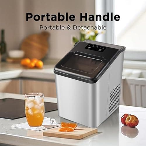 HAILANG Nugget Ice Maker Countertop, Pebble Ice Machine with Chewable Pellet Ice, 34Lbs/24H, Self-Cleaning, Portable Sonic Ice Maker Ready in 6 Mins, for Home/Kitchen/Office(Stainless Steels) 5