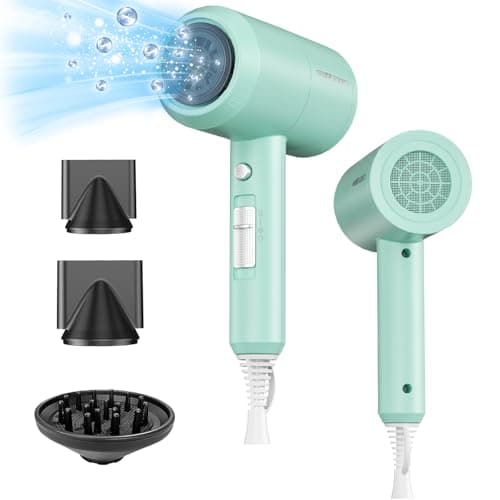 SHRATE Lightweight Ionic Hair Dryer with Diffuser - Powerful 1800W Blow Dryer for Fast Drying - Professional Low Noise Mini Hair Dryer for Travel, Gifts, Hair Styling