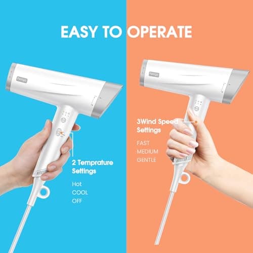 High Speed Ionic Hair Dryer, Professional Blow Dryer 110,000 RPM Fast Drying, 1875W Hairdryer with Concentrator Nozzle, 2 Temps & 3 Speeds, for Home Salon Travel 8