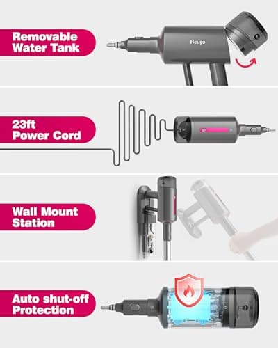 Steam Mop for Floor Cleaning, 7in1 Handheld Steamer Cleaner Detachable for Hardwood Laminate,Vinyl,Carpet,Tile,Grout,All Floors, Multi Purpose for Home,1500W 230℉ 23ft Cord,Front Sprayer,Store Station 6