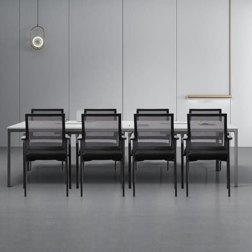 KLASIKA Desk Chair No Wheels, Arm Chair with Ergonomic Lumbar Support and Thickened Seats Cushion, Waiting Room Chairs for Office School Church Guest Reception, Black 7